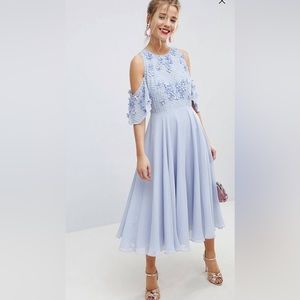ASOS Embellished Cold Shoulder Midi Dress